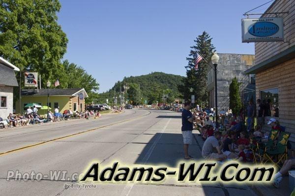 People waiting for the start of the Fourth of July parade.